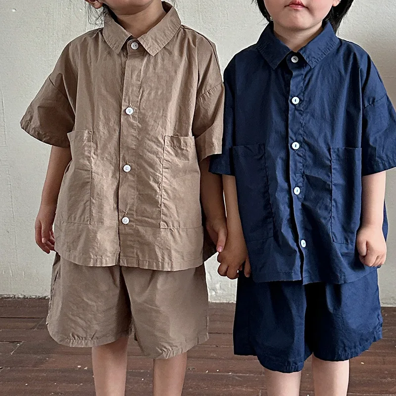 

Хлопковая рубашка с коротким рукавом и шорты, на возраст 1-8 лет