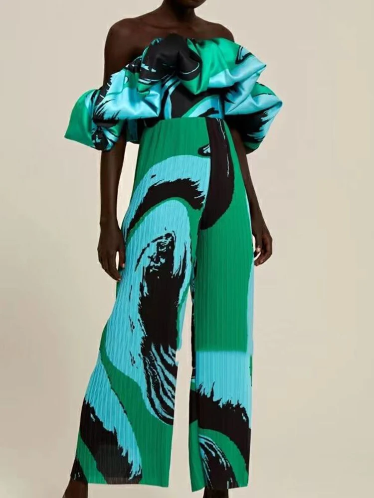 

Женский комплект из двух предметов, топ с воротником-лодочкой и коротким рукавом, брюки с высокой талией и широкими штанинами