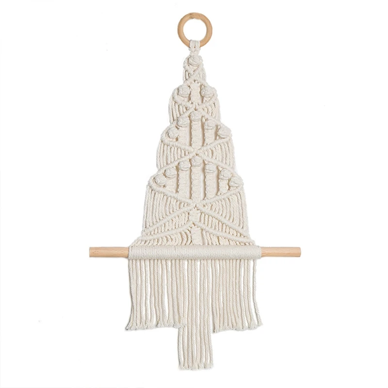 

Boho Woven Macrame Tapestry Christmas Tree Tassel Pendant Wall Hanging Decor