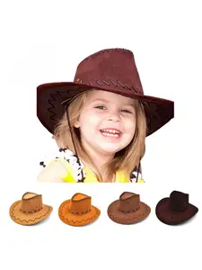 Niño Niños Niño Niña De Lana Fieltro Fedora Cowboy Cowgirl Oeste Bull Jazz Sol Sombrero