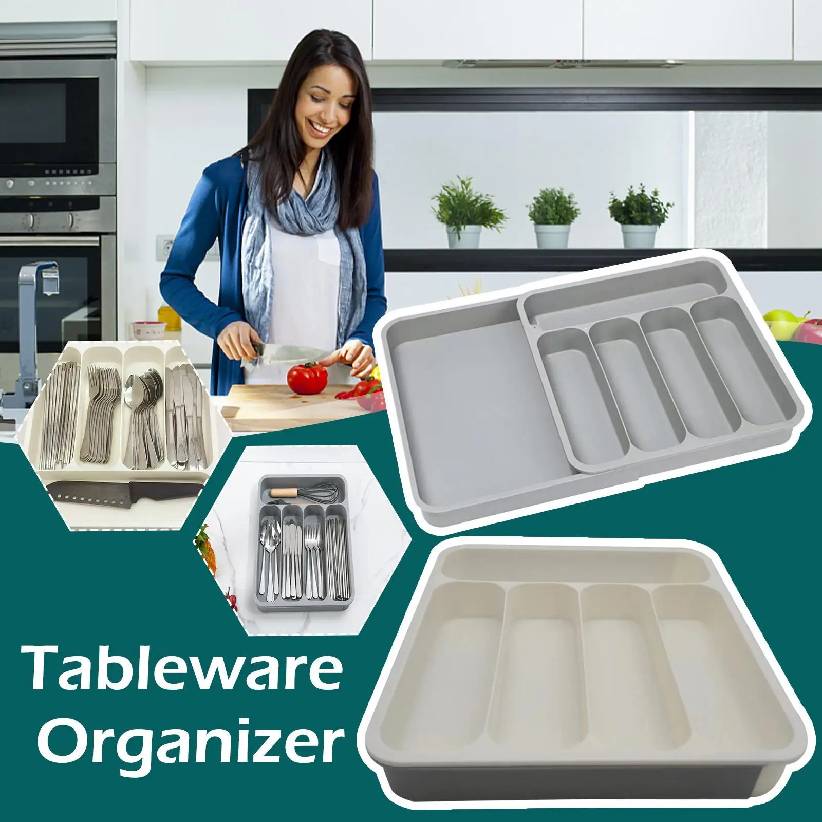 1pc Cutlery Storage Tray Separation Drawer Organizer Spoon Forks Chopsticks Finishing Rack Portable Kitchen Tools