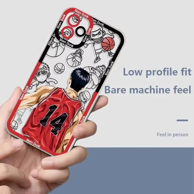 Прозрачный чехол с аниме Slam Dunk для iPhone 16 Pro Max 15 14 13 12 11 XS X XR 8 7 SE 2020 мягкий