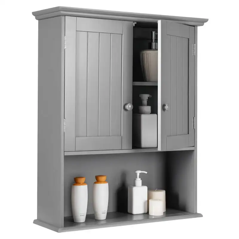 

Mount Bathroom Cabinet Storage Organizer Medicine Cabinet with 2-Doors and 1- Shelf Cottage Collection Wall Cabinet
