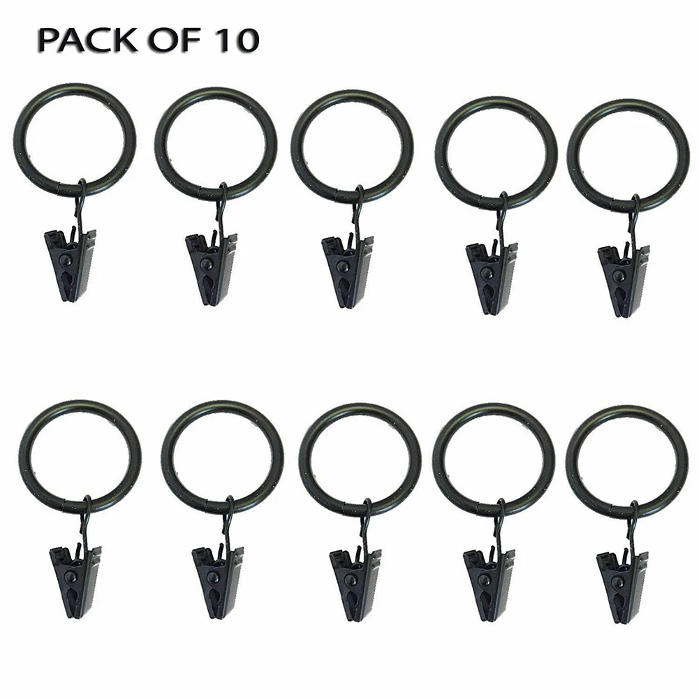 10pcs Metal Curtain Rings Metal Curtain Rings Hanging Hooks With Clips For Curtains Rods Pole Voile Heavy Duty Rings 35mm