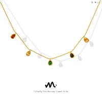 2022 fashion colorful zircon pendant necklace for women collarbone chokers necklace new ins style jewelry