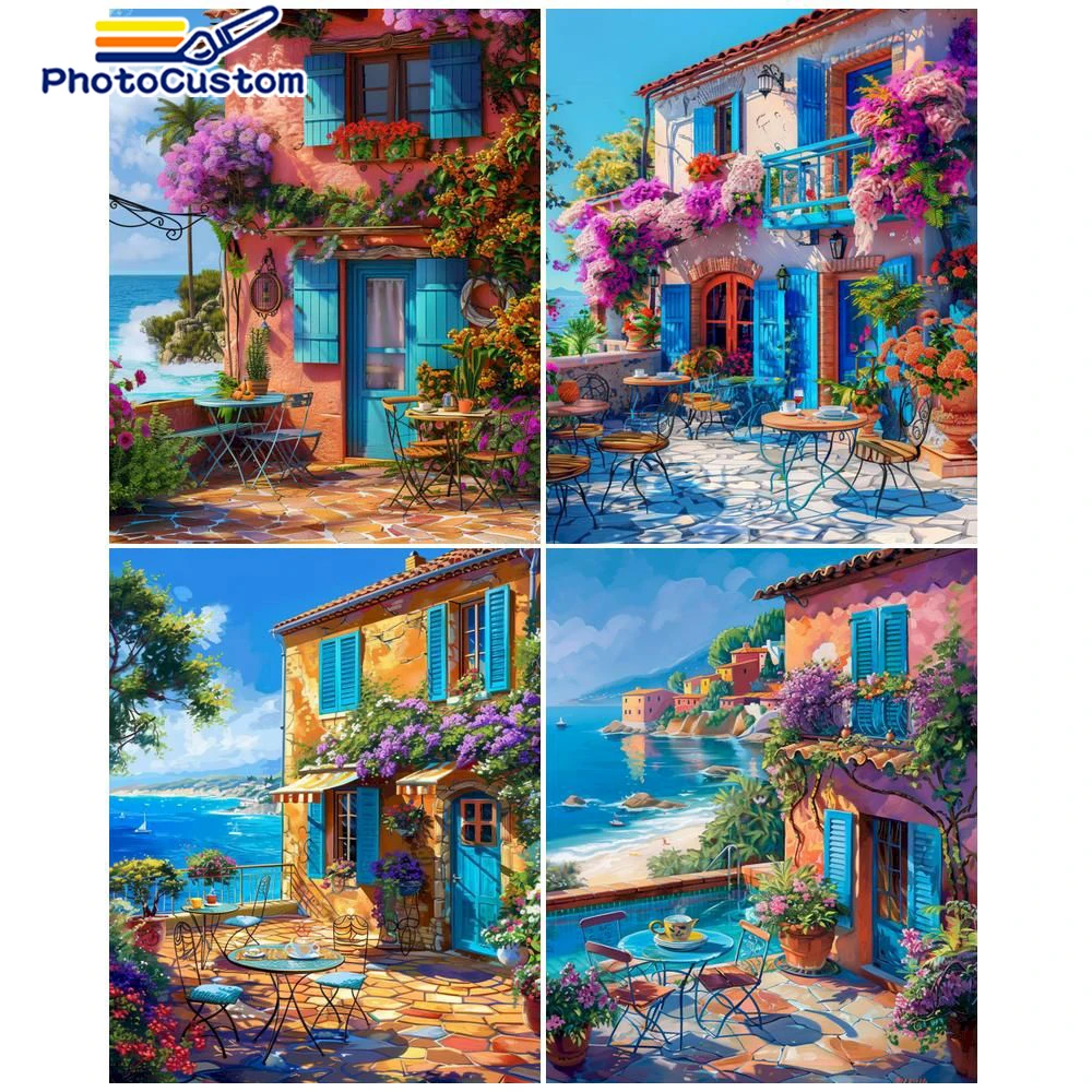 Картина по номерам PhotoCustom Town Пейзаж на льне