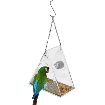 Smart Bird House Pet Feeder Acrylic with Camera Home Pet Bird Feeder Transparent 1080P HD Easy Installation for Outdoor Garden 4