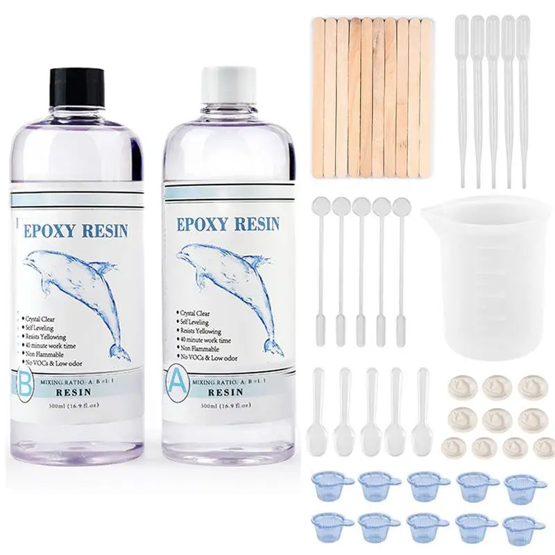 

Epoxy Resin Glue Sets 1:1 AB Crystal Glue High Adhesive DIY Epoxy Resin Mold Jewelry Making Supplies 100g/200g/400g/500g/1000g