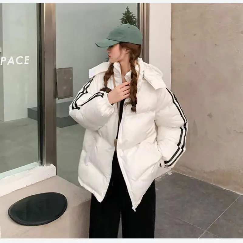 Women's Cotton Jacket 2022 Winter White Loose Hooded Jacket Warm Ladies Down Jacket Korean Version Of The Fashion Ladies Jacket