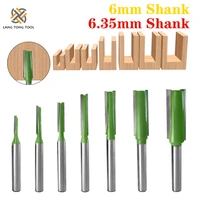 7pcs 6mm6 35mm shank single double flute straight bit milling cutter for wood tungsten carbide router bit woodwork tool lt013