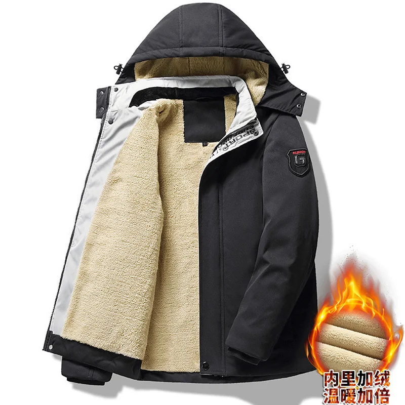 Jacket men parka L-6XL 7XL 8XL Winter new jacket Mens Plus velvet thickening Hooded Windbreaker coats men's casual warm jackets