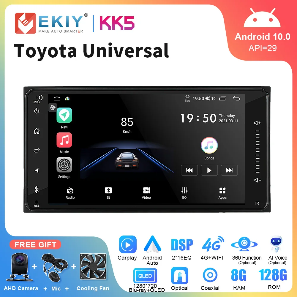 

EKIY KK5 2Din Raido стерео автомобиль Android 10 мультимедийный плеер для Toyota Vios Crown Camry Hiace Corolla RAV4 Autoraido Carplay GPS