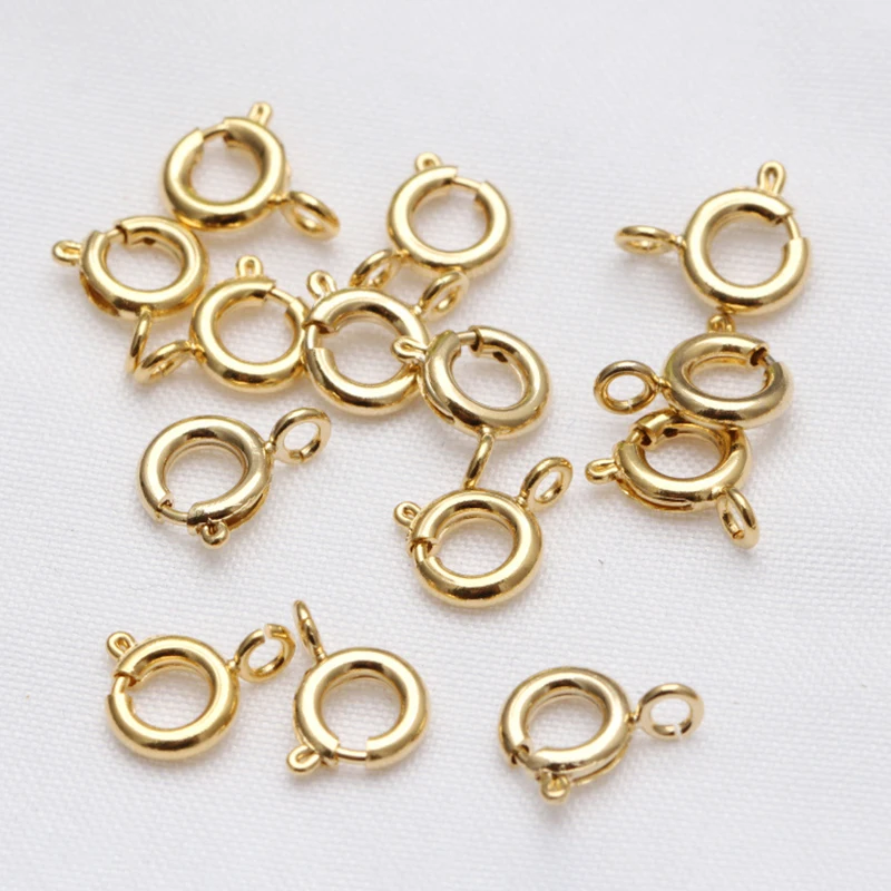 

10PCS 14K Gold Plated Brass Round Claw Spring Clasps Hooks For Jewelry Making DIY Bracelets Necklaces Clasps Findings Crafts