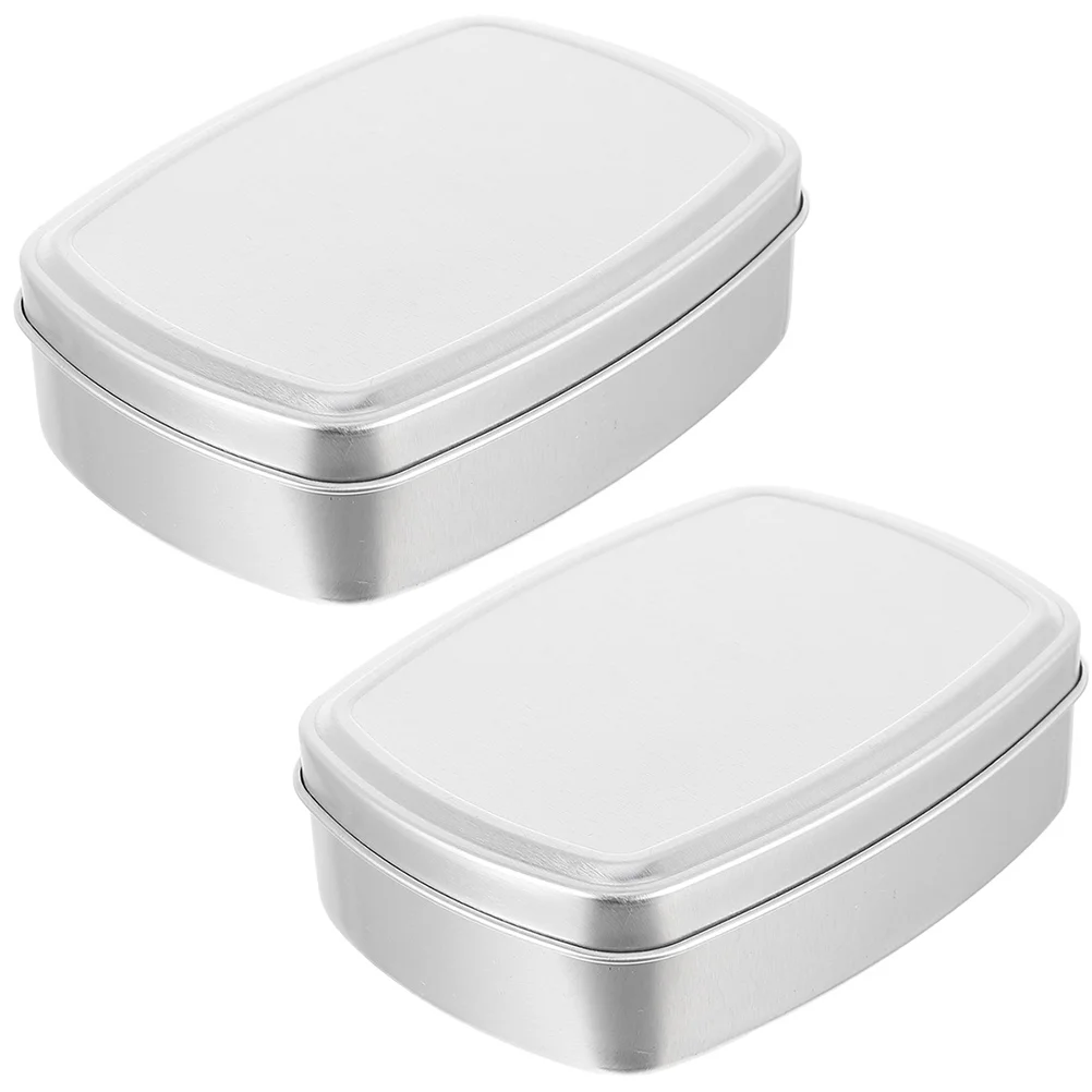 

2 Pcs Aluminium Bauble Box Cookie Containers Lids Travel Soap Boxes Candy Jewels Square Aluminum Box Suitcase Tin Box Container