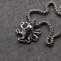 gothic pirate octopus skull necklace pendant men retro street rock stainless steel octopus necklace chain jewelry wholesale