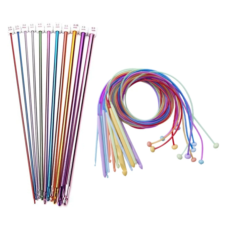 

Natural Bamboo Flexible Afghan Tunisian Cable Plastic Carpet Crochet Hooks Knitting Needles Set DIY Craft Weave Tool