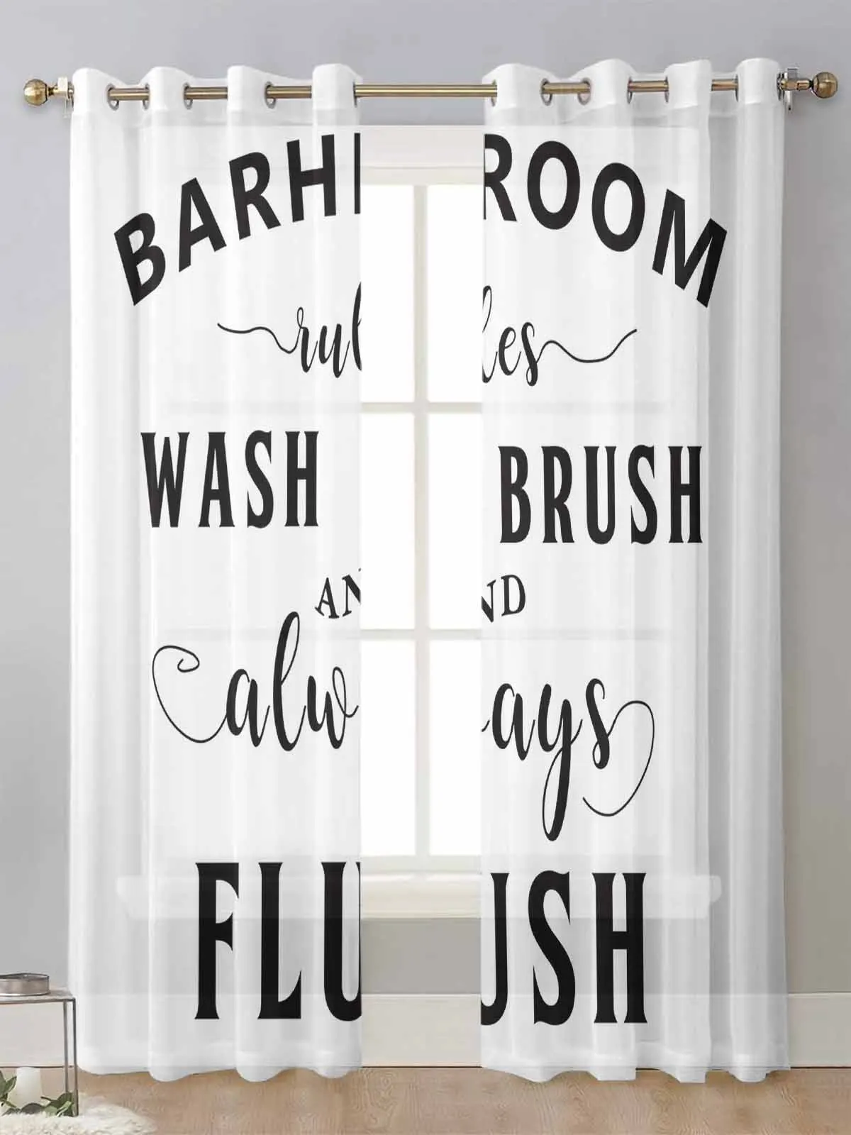 

Bathroom Rules White Background Sheer Curtains For Living Room Window Transparent Voile Tulle Curtain Cortinas Drapes Home Decor