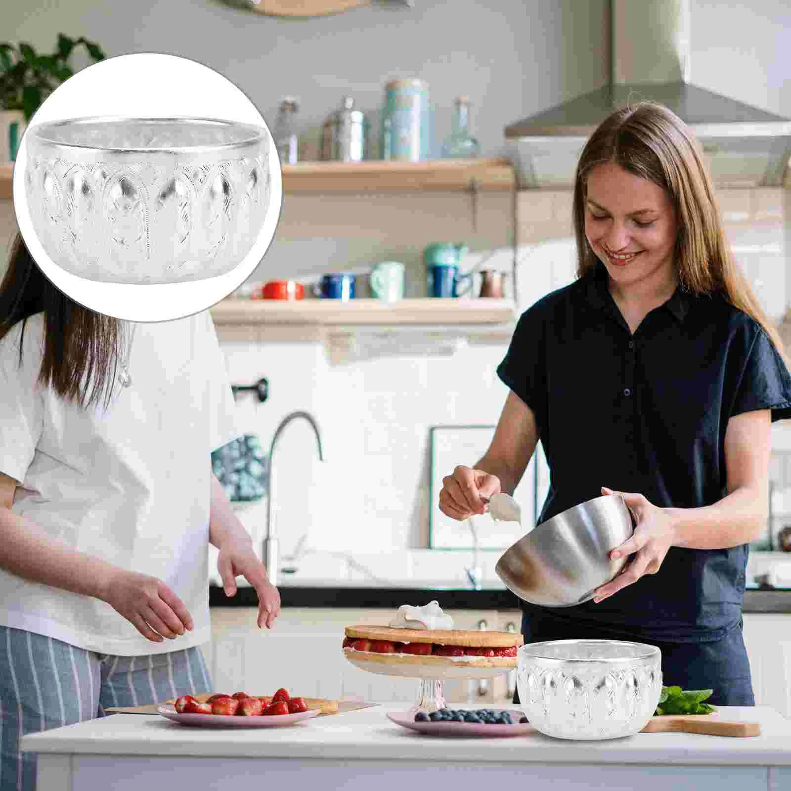 

1Pc Decorative Bowl Restaurant Bowl Hotel Household Tableware Dining Bowl Silver