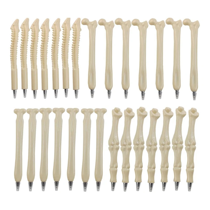 

28PCS Bone Ballpoint Pen Novelty Pens Black Ink Bone Ballpoint Pen For Halloween Artist Nurse School Office Party