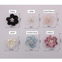 new korean design pearl flower handmade 3d clothing statement flower acrylic petal sewing patch for garment accessories