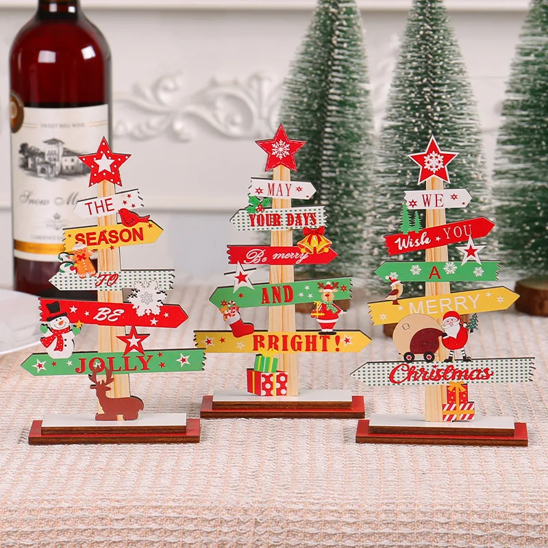 

Christmas Wood Desktop Decoration Santa Claus Snowman Elk Deer Reindeer Xmas Crafts Decor New Years Party Gifts Home Ornaments