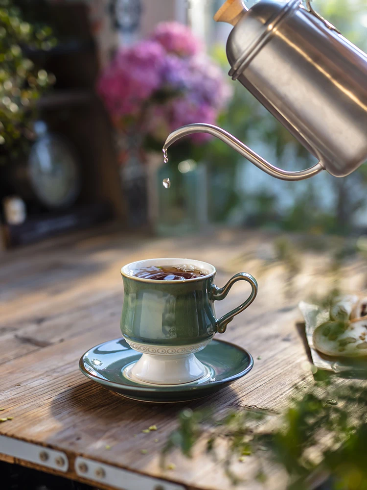 

Retro gobble coffee mug in antique French nostalgic ceramic mug design sense art high-end sense