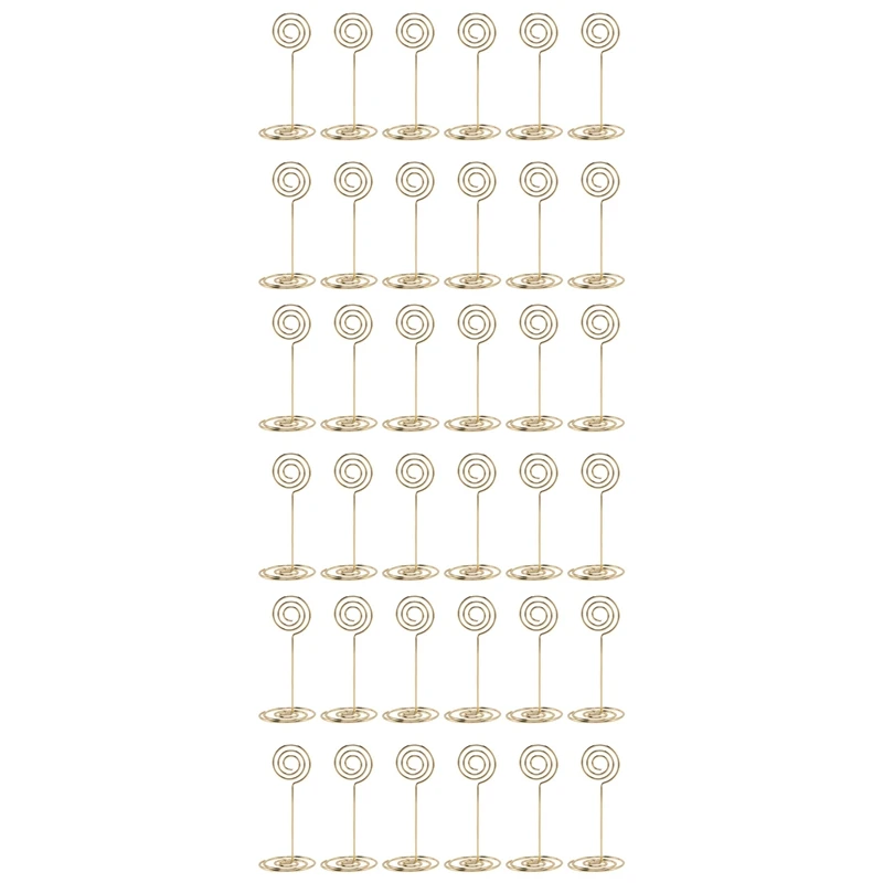 

36 Pack Table Number Card Holders Photo Holder Stands Place Paper Menu Clips, Circle Shape (Gold)