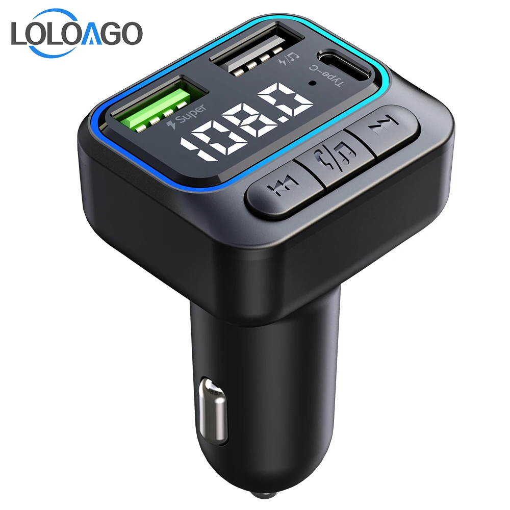 

LOLOAGO Car FM Transmitter MP3 Player USB QC3.0 Fast Charging Car Charger Wireless Handsfree Bluetooth 5.0 Car Kit FM Modulator