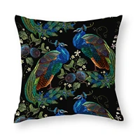 throw pillow cover 18x18 inch embroidery style peacock polyester new square slipover double sided printing pillowcase