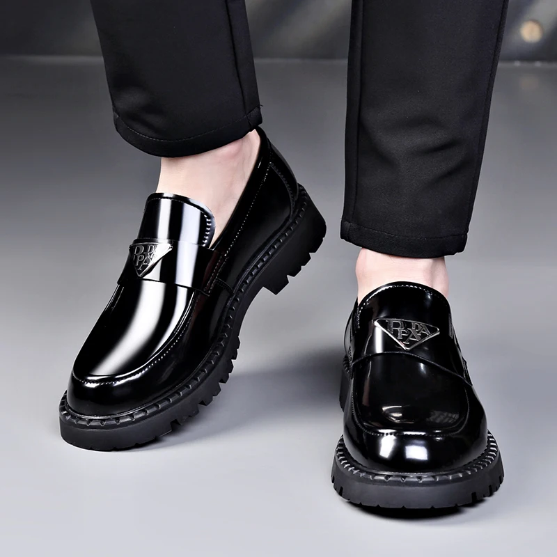 Кожаная обувь из натуральной кожи для мужчин дышащая и рост ленивые люди