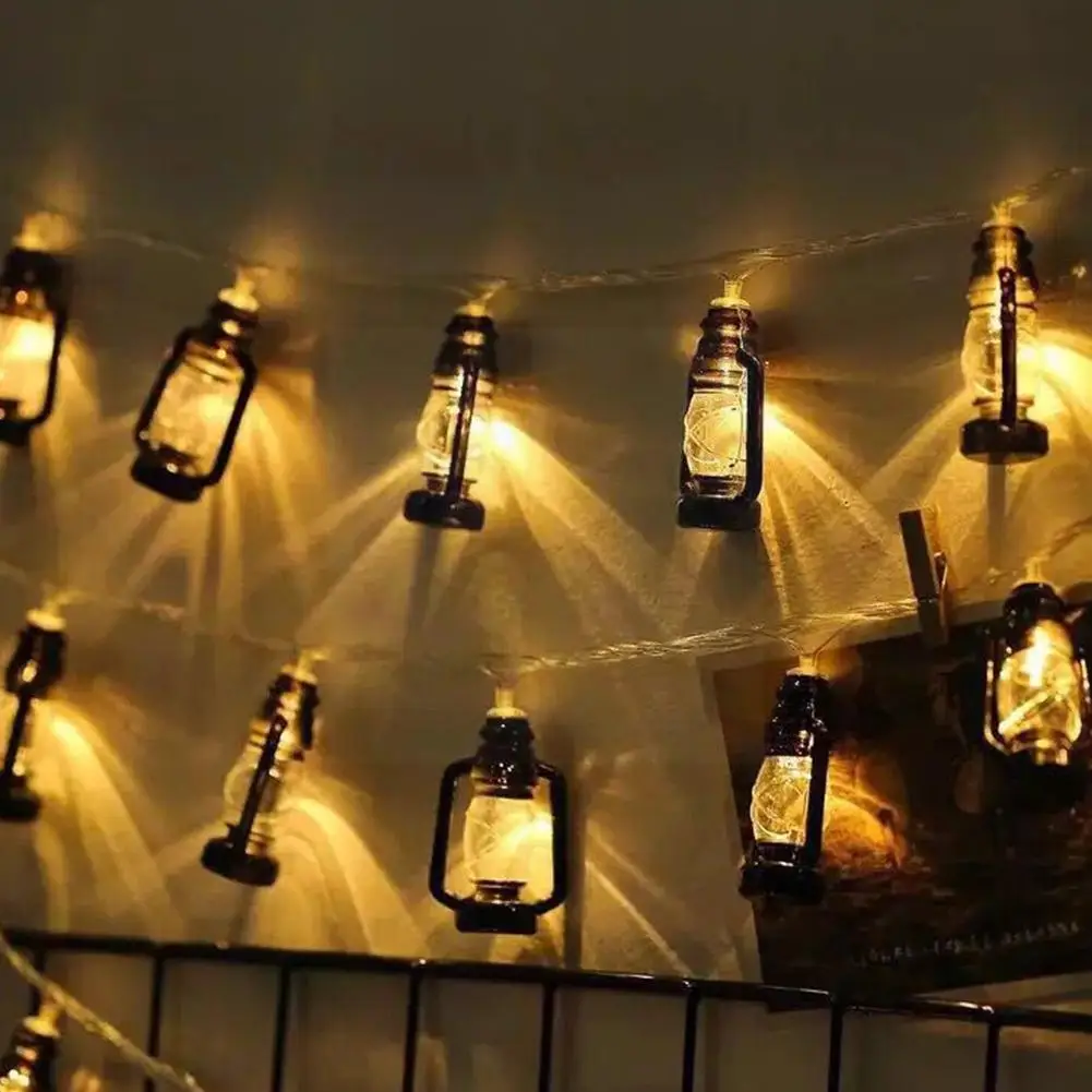 

Рамадан ИД светильник ящаяся гирлянда, в стиле ретро, керосиновый тип, фонарь, Сказочная гирлянда, светящаяся гирлянда для домашвечерние, мо...