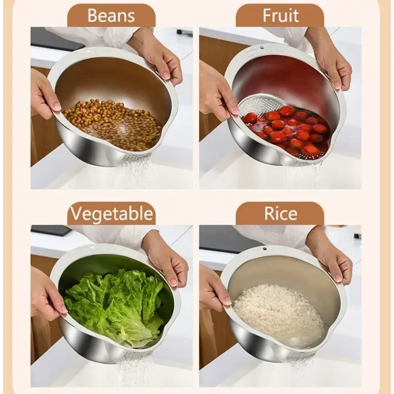 Ситечко для мойки риса чаша из нержавеющей стали 304 миска мытья сито дуршлаг