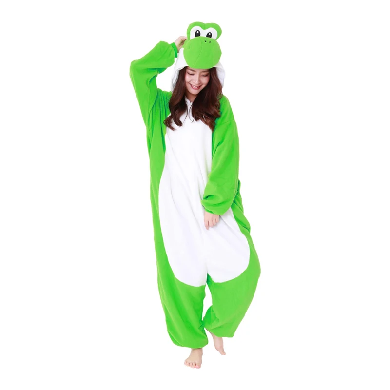 Фото Yoshi Kigurumi женские комбинезоны для Хэллоуина, карнавальный костюм, флисовый рождественский наряд, пижамы для всего тела, одежда для сна, комбинезон с героями мультфильмов №2