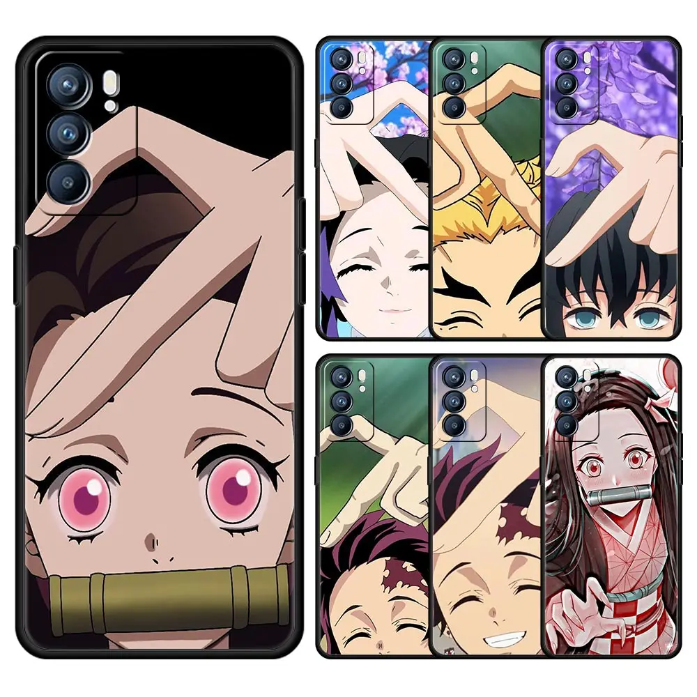 

Demon Slayer Than heart Phone Case For Oppo Reno7 SE Reno6 Z Pro A54 A53 A52 A9 2020 A95 A15 Realme 8 7 6 Pro C3 C21 C11 Cover