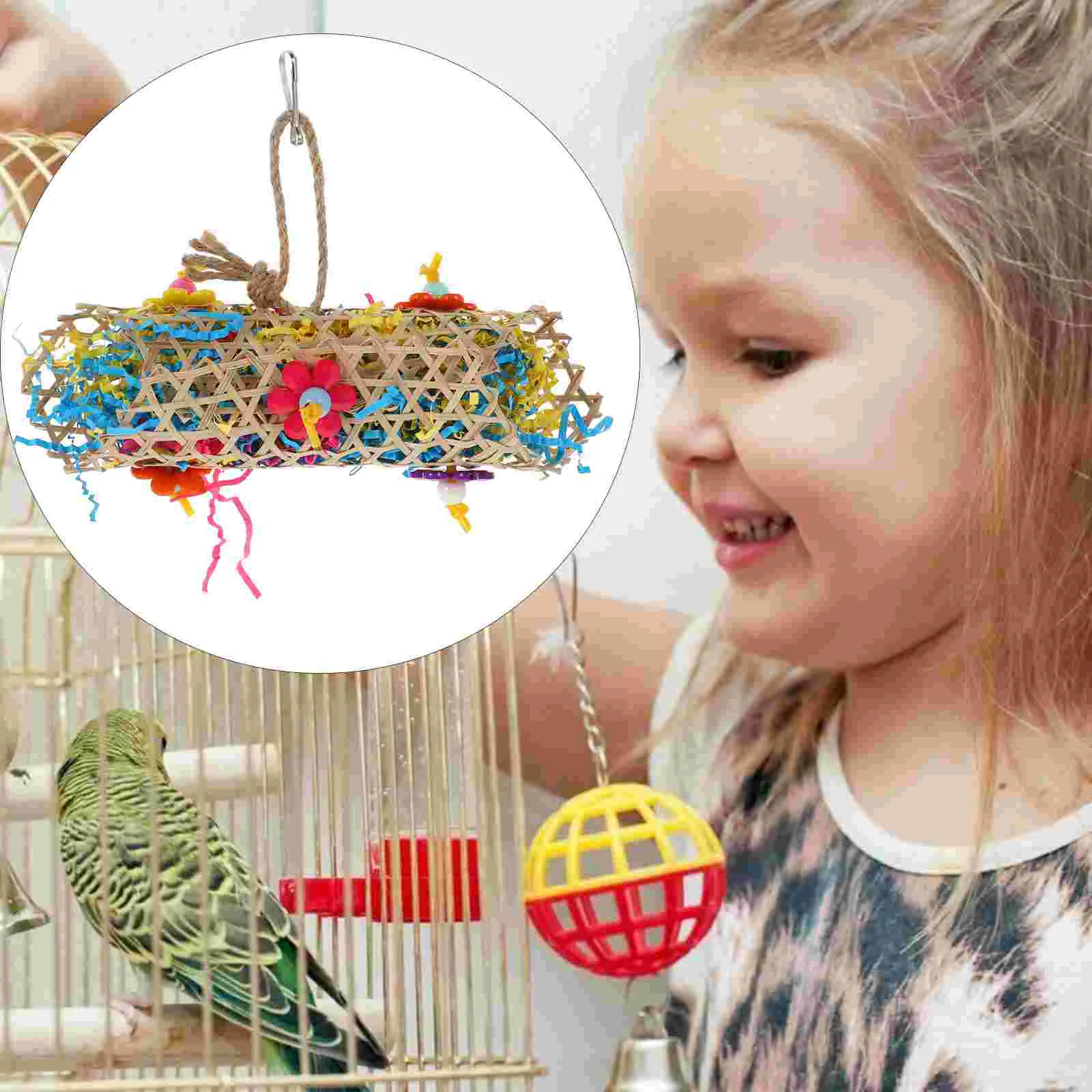 

Parrot Toy Toys Chewing Hanging Shredder Cage Bird Plaything Bite Biting Birds Swing Shred Parrots Chew Hammock Teeth Grinding