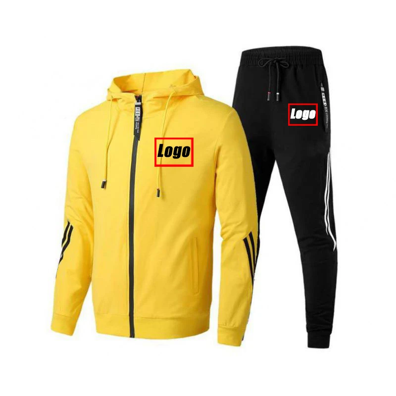 Customized Printed Leisure Spring Autumn Men Sets Sport Casual Jogging Hoodies+Pants Suits Men Tracksuit Sportswear Custom Logo