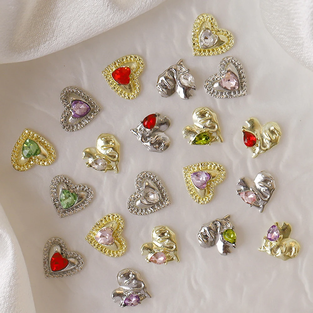 

3D Love Of Tear Alloy Nail Art Charms 10pc/Bag Punk Zircon Heart Metal Ornament Baroque Crystal Rhinestone Fingertips Decoration