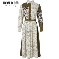 hepidem clothing summer fashion tight chiffon long dresses womens long sleeve elegant floral print party holidays dress 69852