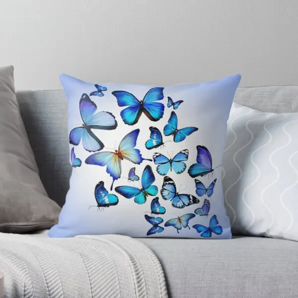 

Blue Butterfly Merchandise Printing Throw Pillow Cover Comfort Anime Case Fashion Soft Office Home Pillows not include