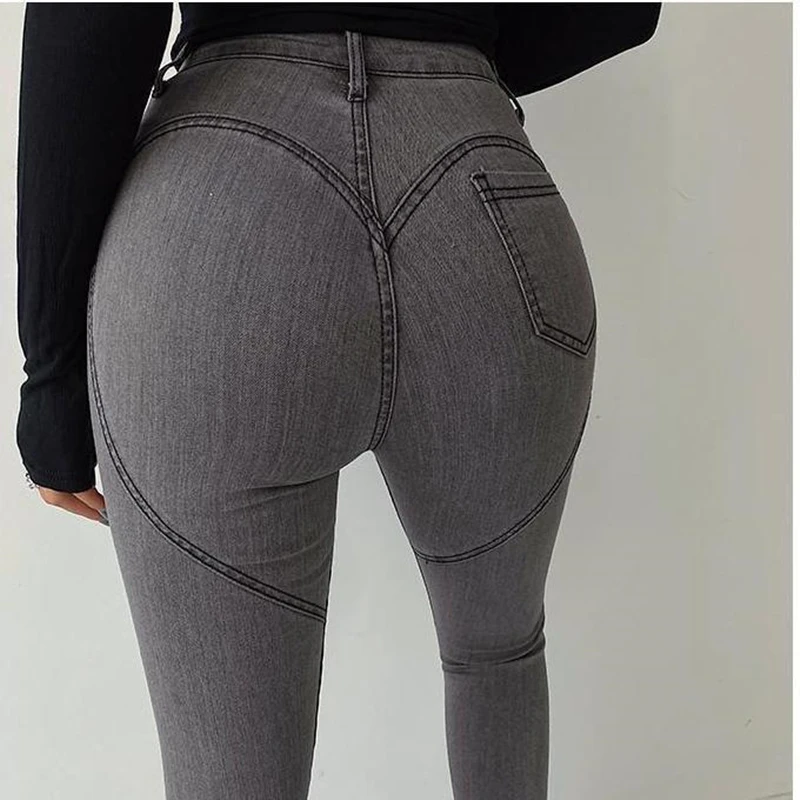 

Винтажная серая женская одежда 청바바지 지, модные джинсы для модных трендов, женские уличные эластичные колготки 2022, брюки-карандаш с высокой талией и эффектом пуш-ап
