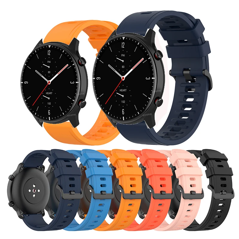 

For Huami Amazfit GTR 47mm Watchband Official Style Strap 22mm Silicone Wristband for Haylou GST / RT2 / RS3 / LS05S Watch Band