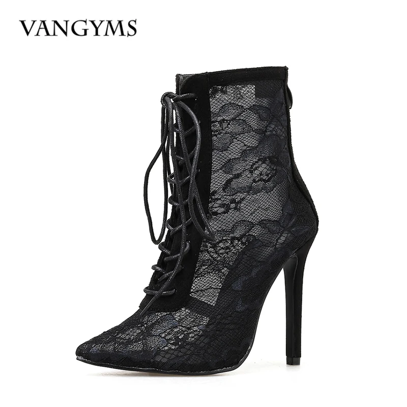 

Women's Pointed Thin Heel Mesh Boots Summer Shoes Roman Sexy Fashion Super High Heels Botas Femininas Zapato De Tacón