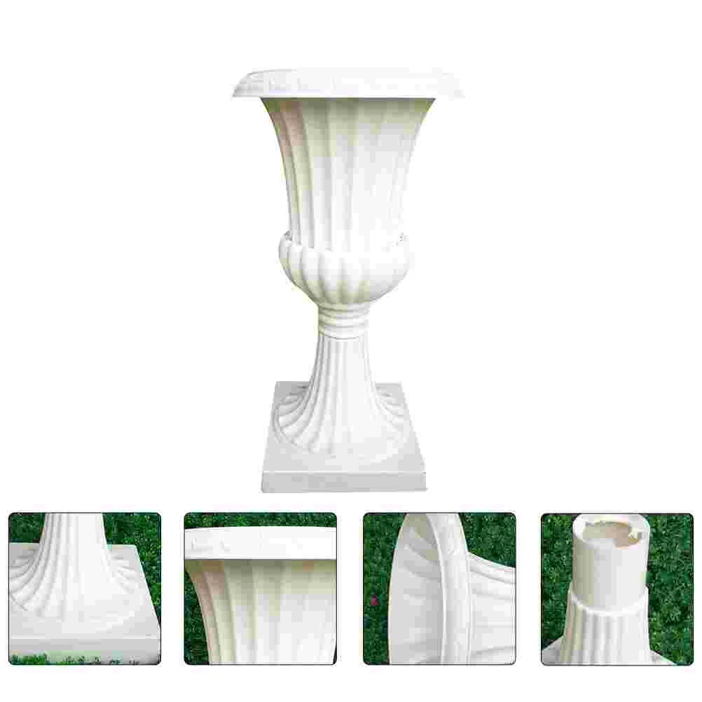 

1Pc Balcony Flowerpot Road Guiding Plant Container Roman Pillar Flowerpot White