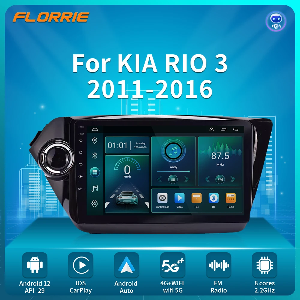 

8G+128G 2din Android 12 CarPlay Car Radio GPS Navigation Multimedia Player For Kia RIO 3 2010 2011 2012 2013 2014-2016 8core DSP