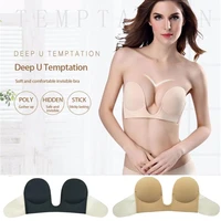 women sexy backless bra breathable deep u invisible bra seamless sexy gathering silicone bra underwear adhesive chest stickers