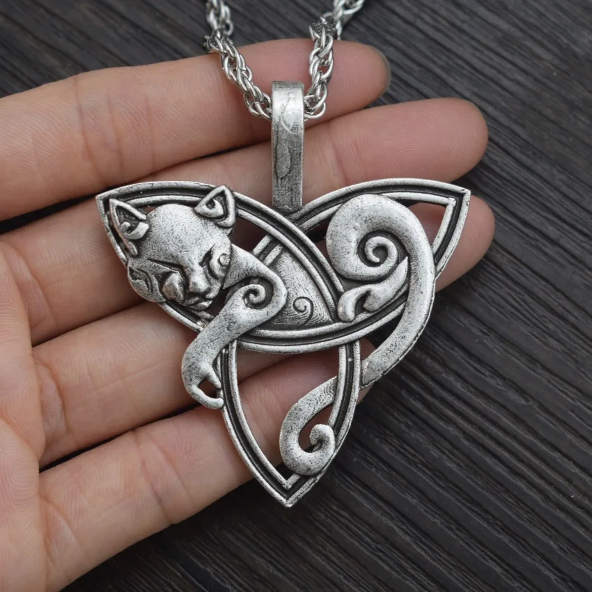 12 шт. винтажный кельтический узел викингов кот кулон ожерелье для мужчин женщин