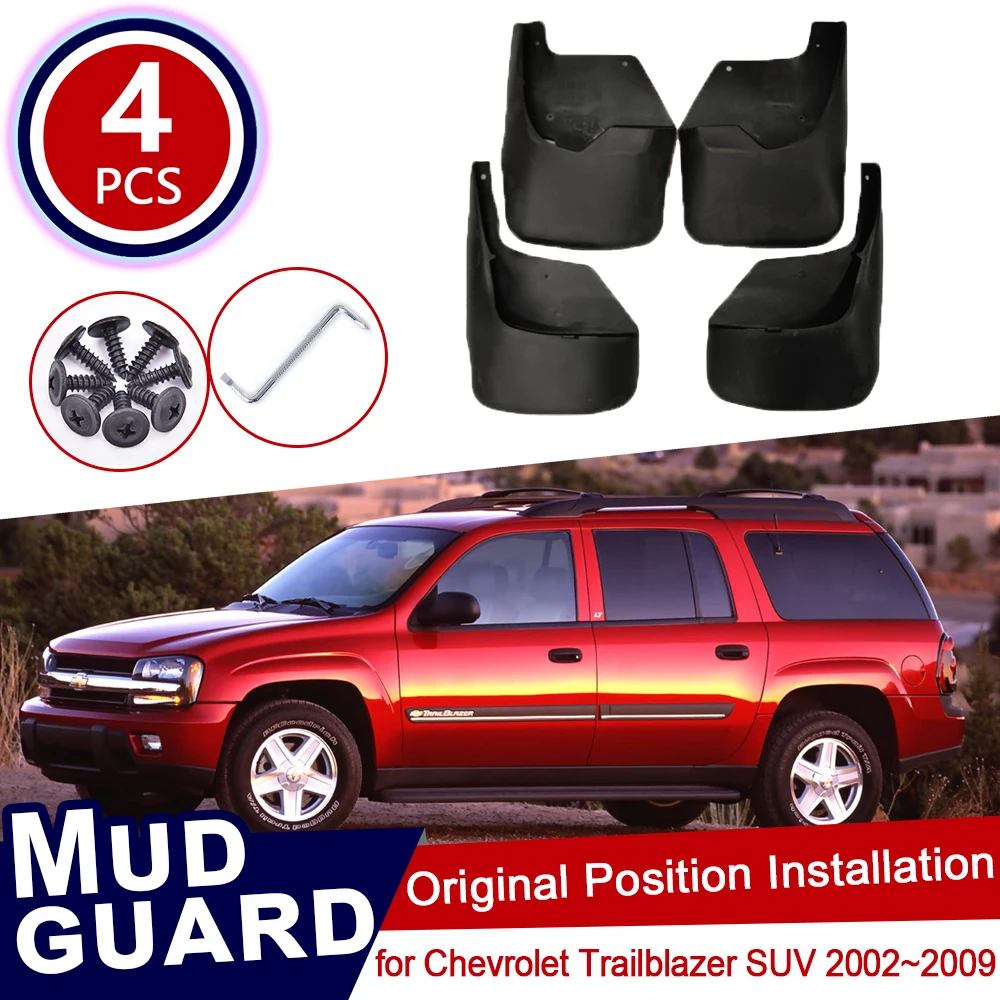 

4Pcs Mudguard for Chevrolet Trailblazer SUV 2002~2009 Accessories Car Mud Flaps Front Rear Wheels Splash Guards Fender Mudflap