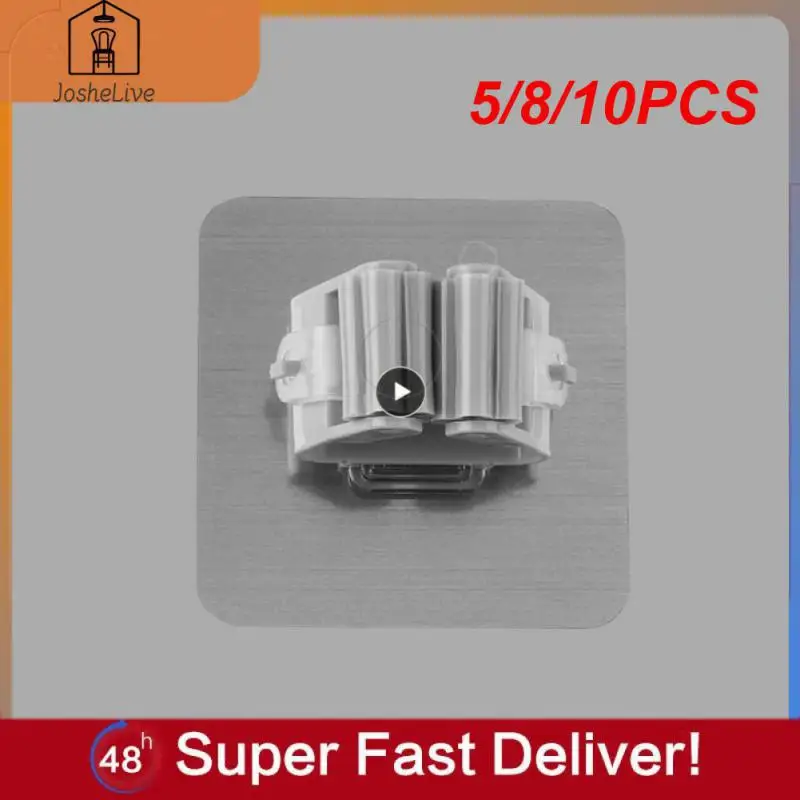 

5/8/10PCS Waterproof Wall Hook Self-adhesive Mop Organizer Strong Mop Storage Bathroom Accessories Wall-mounted