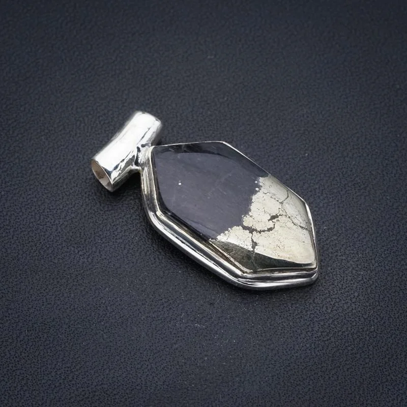 

StarGems Apache Gold Stone Handmade 925 Sterling Silver Pendant 1.25" F3651