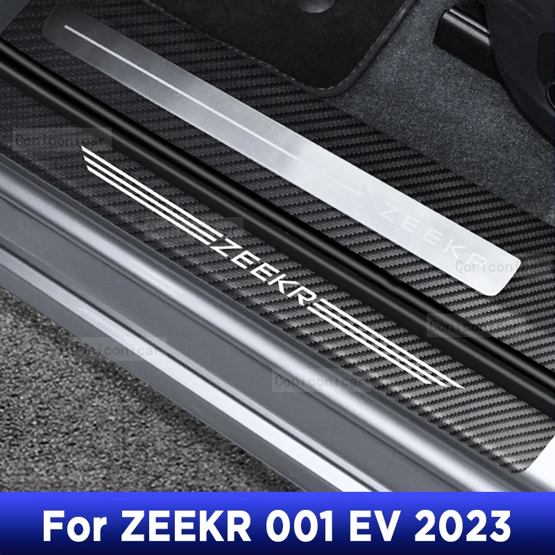 

For ZEEKR 001 EV 2023 Auto Tailgate Guard Door Sill PU Pedal Carbon Fibre Texture Accessories Leather Styling Car Sticker Trim